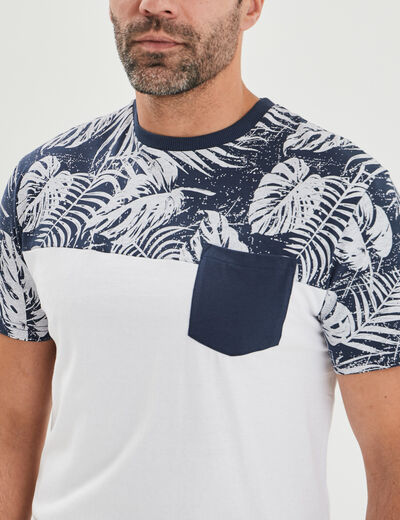 T-shirt manches courtes poche poitrine blanc homme