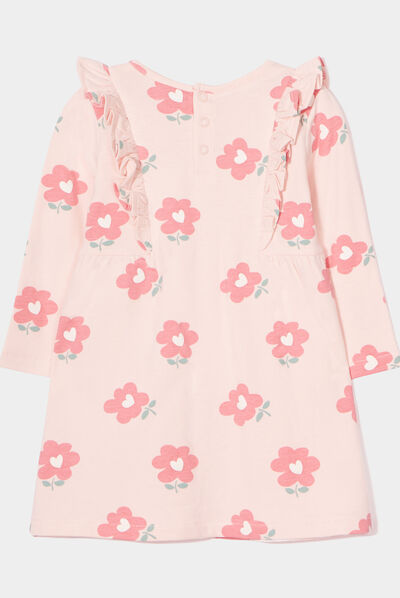 Ensemble robe et legging coton rose clair bébé fille