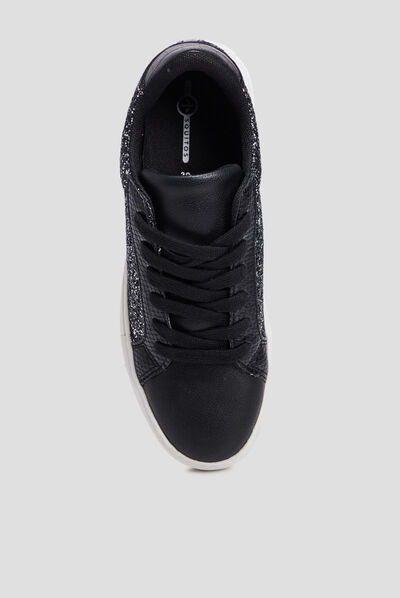 Tennis pailletées à lacets Mosquitos noir femme