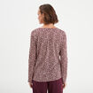 T-shirt manches longues à revers bordeaux femme
