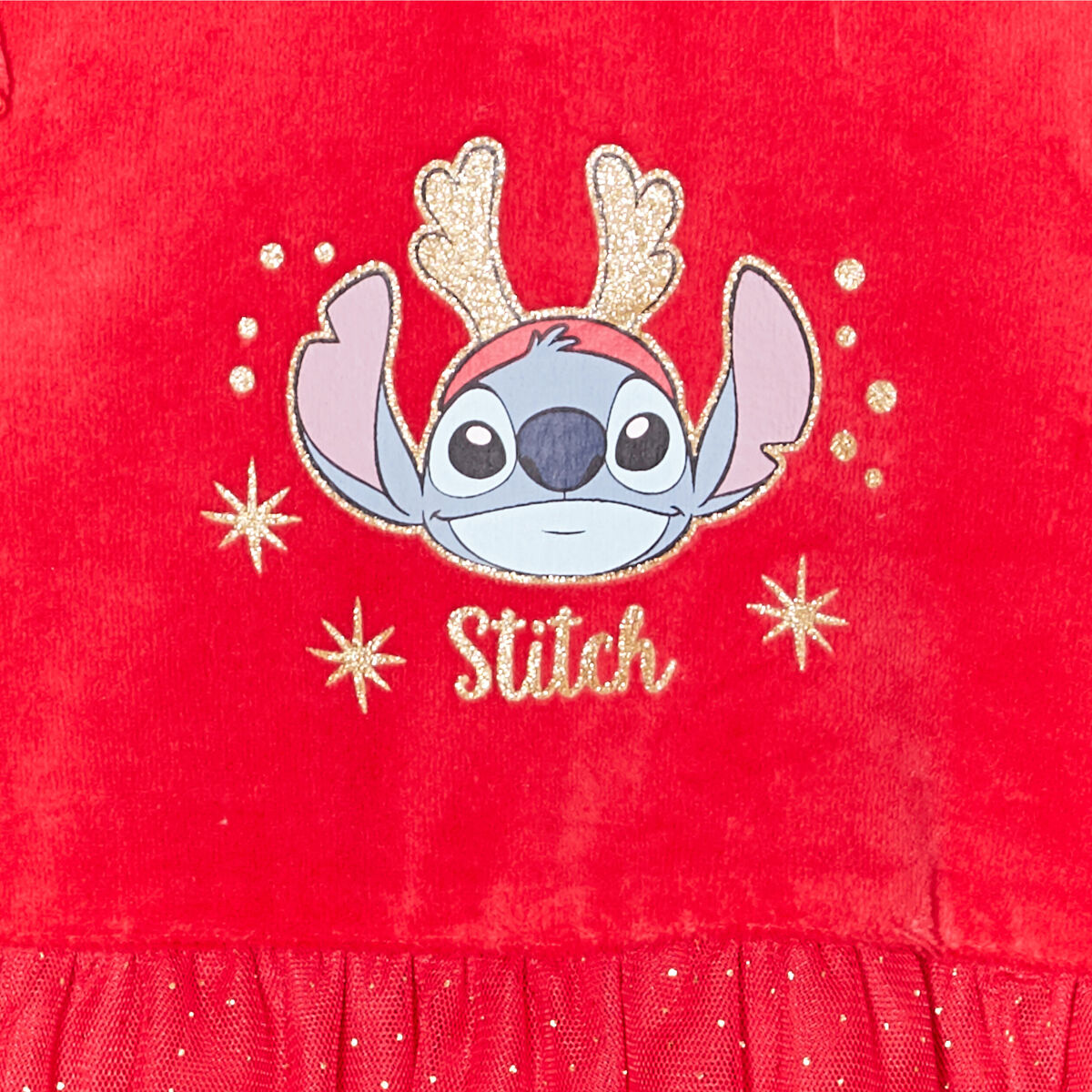 Robe No&euml;l effet velours &agrave; tulles Stitch rouge b&eacute;b&eacute; fille