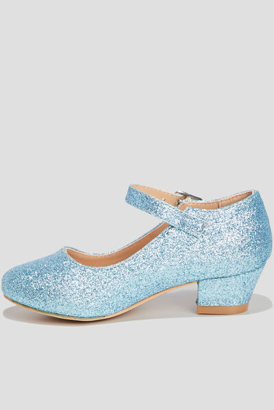 Babies à talons pailletées bleu ciel fille