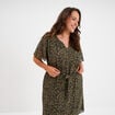 Robe col tunisien manches courtes vert kaki femme grande taille