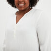 Blouse manches 3/4 gaze de coton blanc femme grande taille