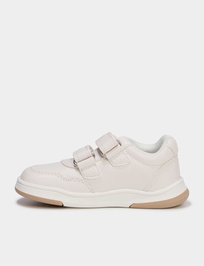 Tennis basses barefoot &agrave; scratchs creme fille