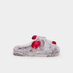 Chaussons mules fausse fourrure gris femme