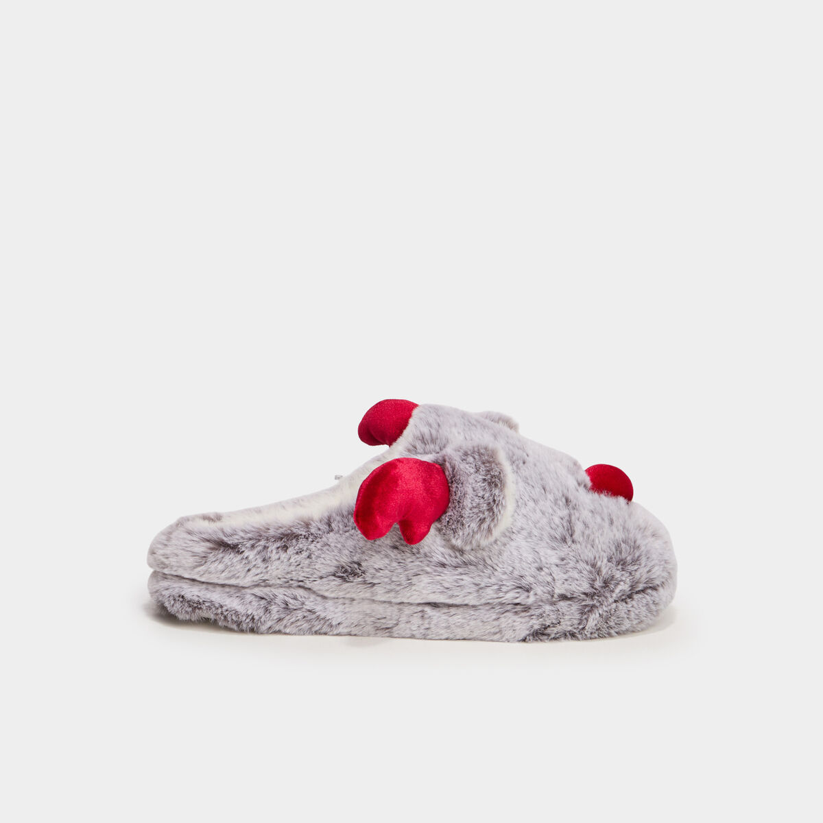 Chaussons mules fausse fourrure gris femme