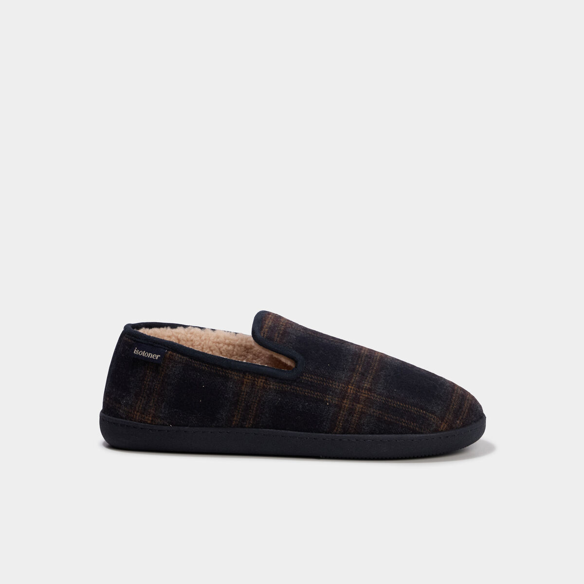 Chaussons fourr&eacute;s Isotoner bleu marine homme