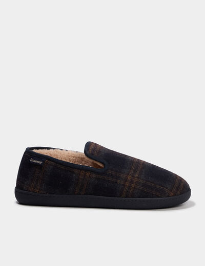 Chaussons fourr&eacute;s Isotoner bleu marine homme