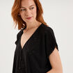 T-shirt dentelle avec boutons noir femme