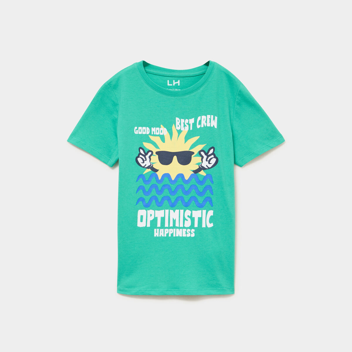 T-shirt manches courtes coton vert menthe gar&ccedil;on