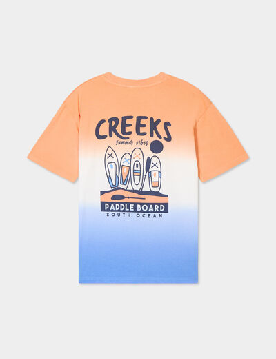 T-shirt droit manches courtes coton orange garçon