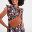 Sac banane arrondi marron cognac femme
