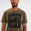 T-shirt &agrave; manches courtes col rond coton vert kaki homme