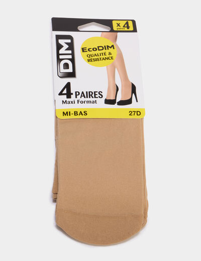 Lot 4 paires mi-bas DIM beige femme