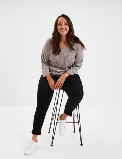 Jegging avec passants taille haute denim noir femme grande taille