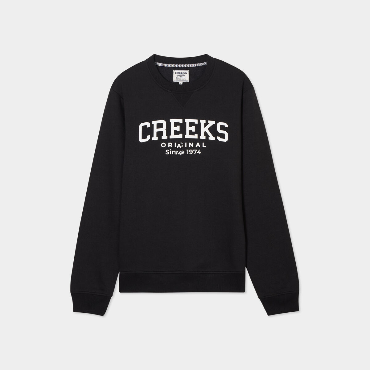 Sweat col rond manches longues Creeks noir homme