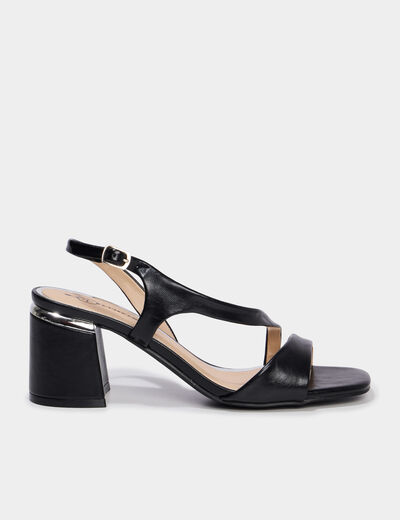 Sandales c&eacute;r&eacute;monie &agrave; talons 5 cm noir femme