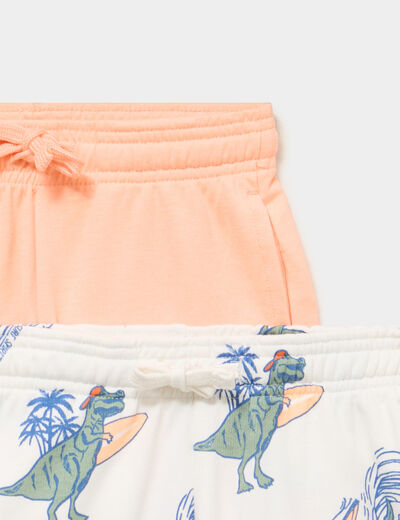 Lot 2 bermudas droits coton majoritaire ecru gar&ccedil;on