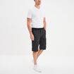Bermuda cargo c&ocirc;tel&eacute; coton ceintur&eacute; gris fonc&eacute; homme