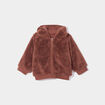 Gilet fausse fourrure zippé à capuche marron foncé bébé garçon
