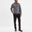 Gilet col camionneur zippé côtelé gris foncé homme