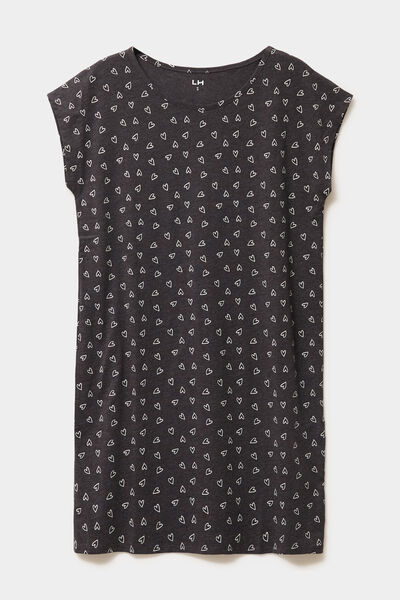 Chemise de nuit manches courtes gris anthracite femme