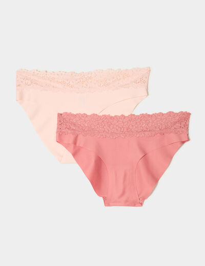 Lot 2 culottes micro sans couture rose clair femme