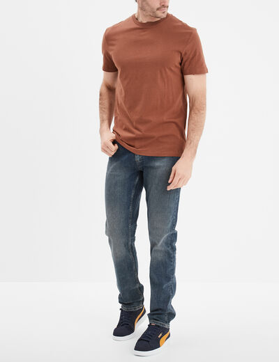 T-shirt en coton manches courtes marron homme