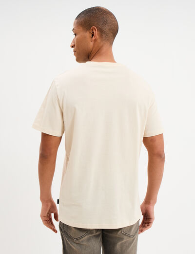 T-shirt col rond manches courtes coton ecru homme