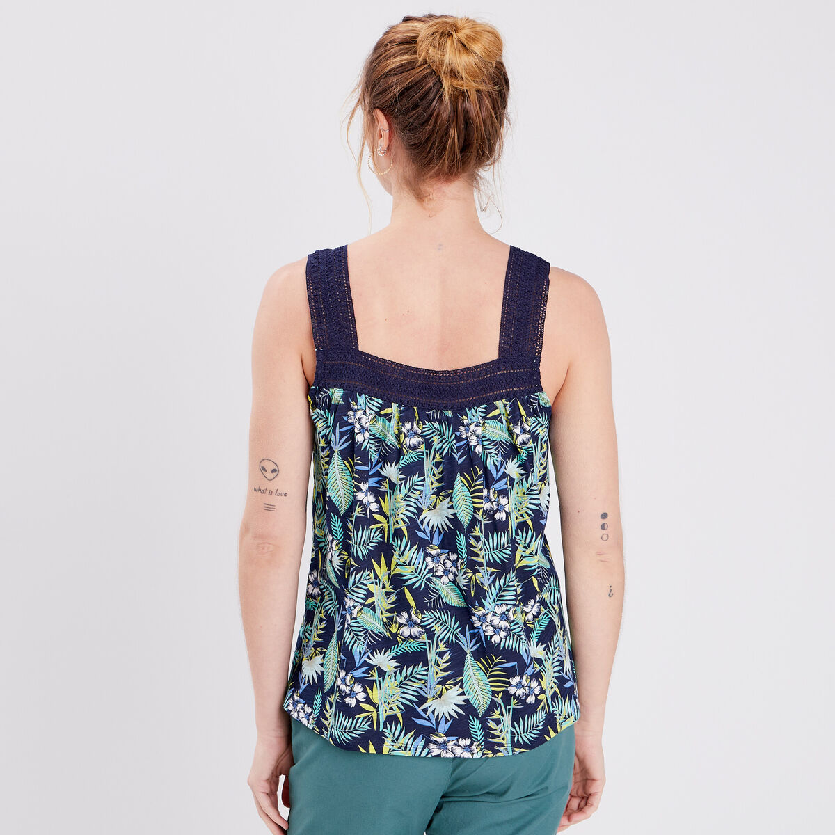 Débardeur col en V bleu marine femme