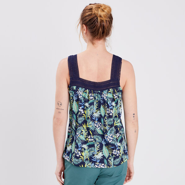 Débardeur col en V bleu marine femme