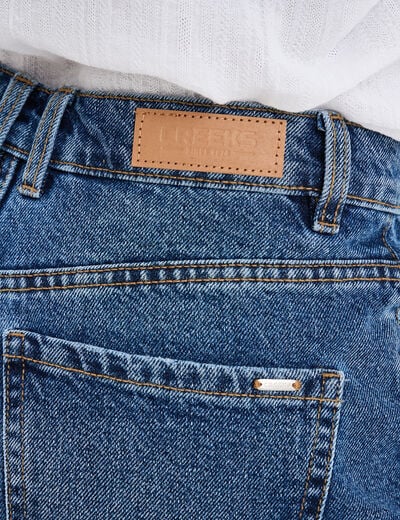 Short mom en jean 5 poches coton denim stone femme