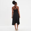 Robe longue à bretelles avec coques noir femme