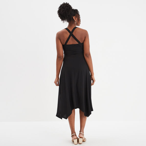 Robe longue à bretelles avec coques noir femme