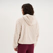 Veste fausse fourrure &agrave; capuche gris clair femme
