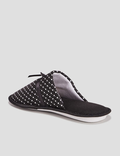 Chaussons mules petits coeurs noir femme