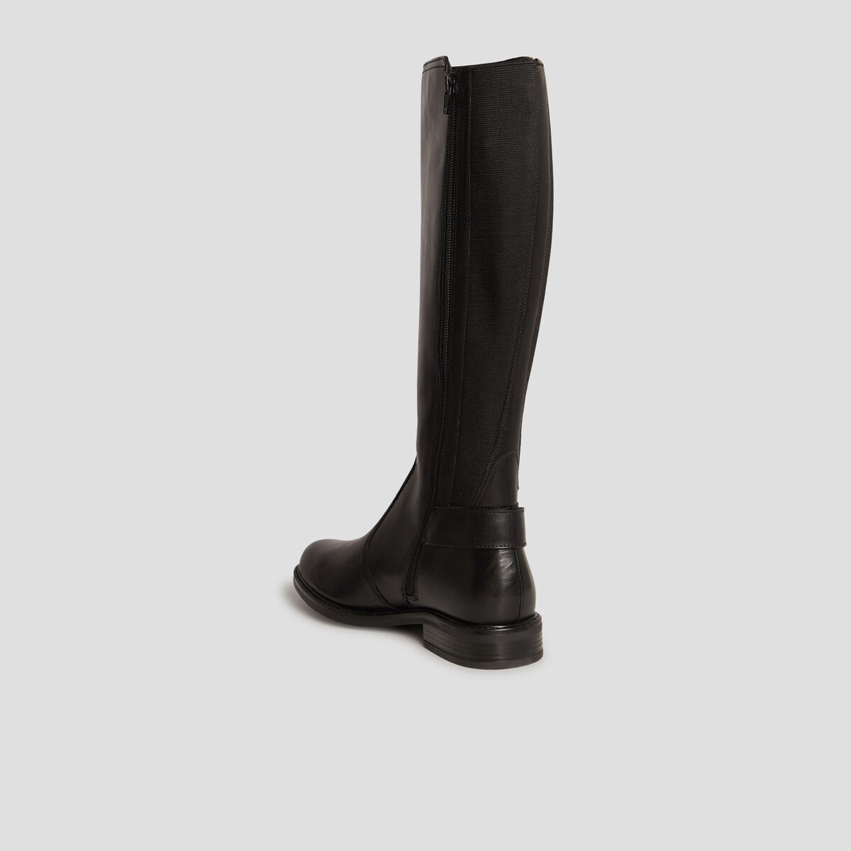 Bottes cavali&egrave;res avec boucles en cuir noir femme