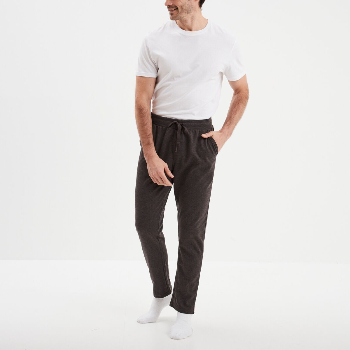 Pantalon de pyjama gris fonc&eacute; homme