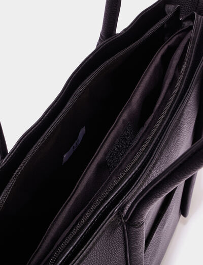 Sac shopper trapèze noir femme