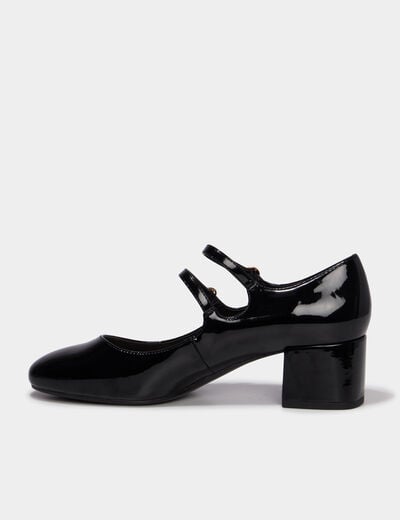 Babies en vernis &agrave; talons noir femme