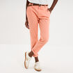 Pantalon chino 7/8&egrave;me ceinture tress&eacute;e orange corail femme