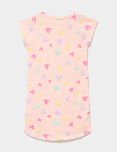 Chemise de nuit manches courtes coton rose fille