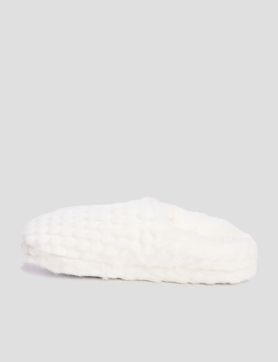 Chaussons mules fausse fourrure blanc femme