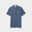 Polo piqu&eacute; manches courtes coton bleu gris homme
