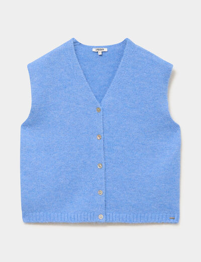 Gilet sans manches col en V bleu electrique femme