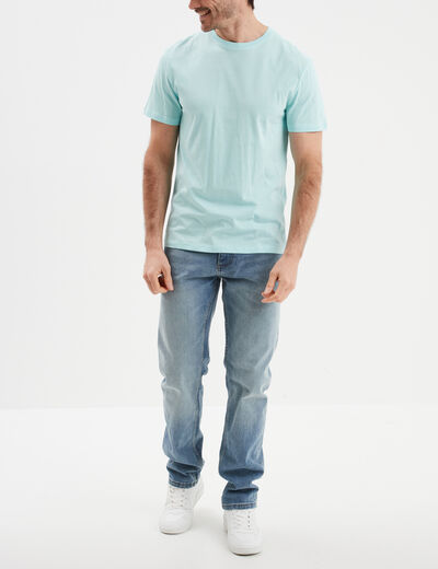 T-shirt droit en coton manches courtes bleu turquoise homme