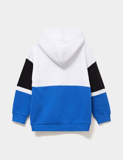 Sweat hoodie 2 poches zipp&eacute;es bleu roi gar&ccedil;on