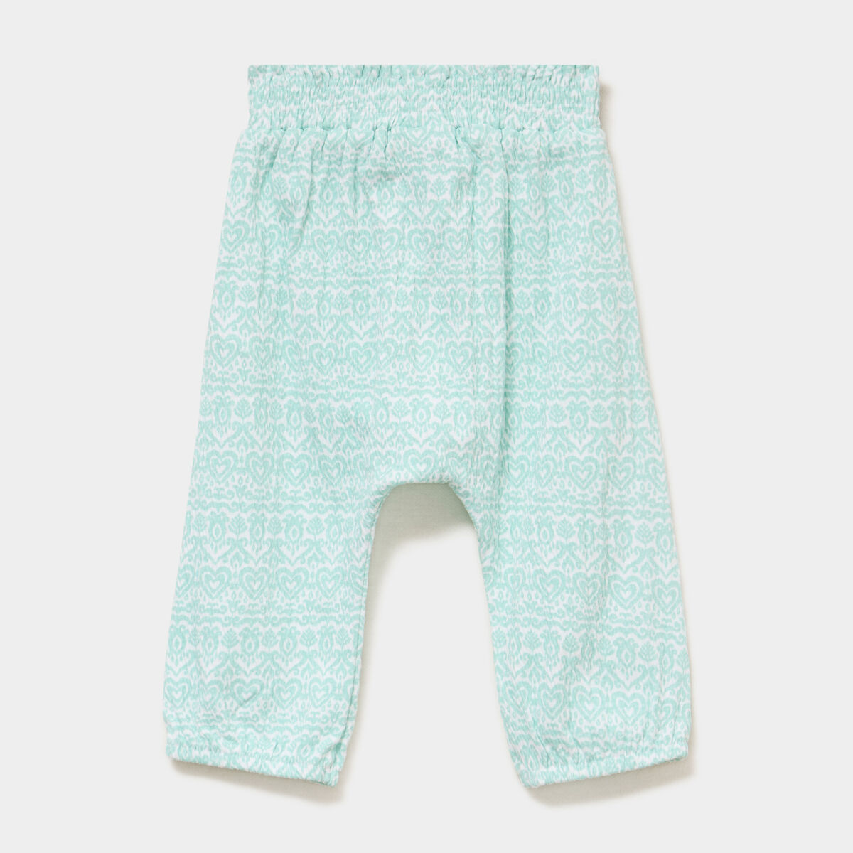 Pantalon fluide taille &eacute;lastiqu&eacute;e coton vert pastel b&eacute;b&eacute; fille