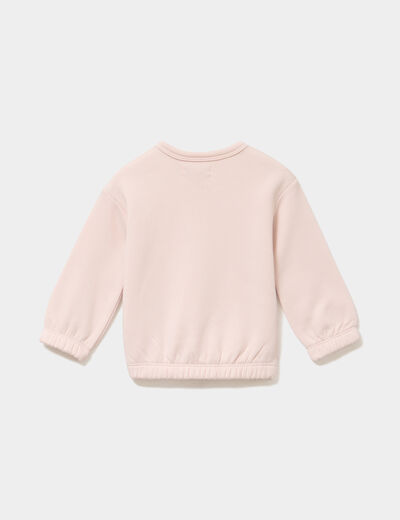 Sweat col rond manches longues rose clair b&eacute;b&eacute; fille
